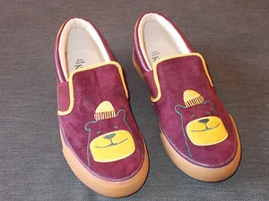 M&S Trainers Slip On Casual 'Bear' UK 12 (Kids) EU30.5 Burgundy Mix BNWT - Picture 1 of 2