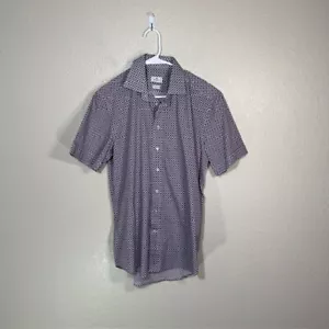 ETRO Shirt Mens 39 Button Up Short Sleeve Casual Blue Red White Geometric - Picture 1 of 6