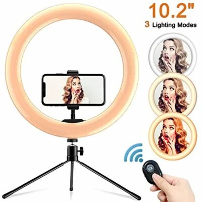 Ring Light 10" with Desk Tripod Stand Phone Holder Desktop Ringlight 3 Light Mod - Image 1 of 4