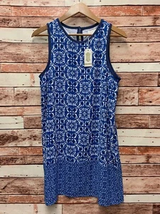 NUOVO abito Rosie Shift da donna blu/bianco senza maniche Fango. Taglia media. - Foto 1 di 7