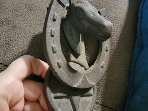 Horseshoe Horse Head Arabian Thoroughbred Cast Iron Door Knocker Cover