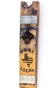Wall Mounted Reclaimed Oak Wood Bottle Opener, Drink Local - Picture 1 of 1