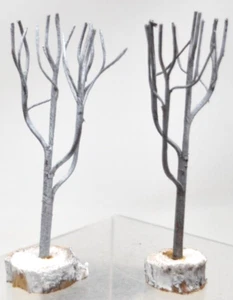 Set of 2 Lemax Village Christmas Miniatures TREES Bare Snow Covered Branches - Picture 1 of 2