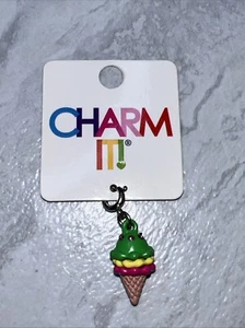 New Charm It Triple Scoop Ice Cream Cone Crystal Sprinkles Girls Bracelet Charm - Picture 1 of 5