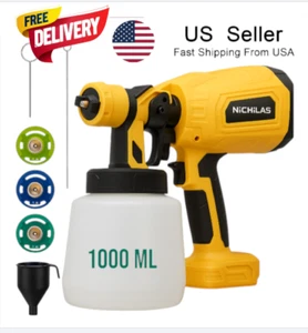 Cordless Paint Sprayer for Dewalt 20V MAX Battery HVLP Spray Paint Gun 1000 ml - Picture 1 of 18