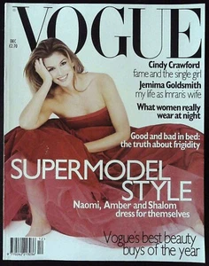 VOGUE UK 12/1995 CINDY CRAWFORD Amber Valletta SHALOM HARLOW Naomi Campbell @ EX - Imagen 1 de 16