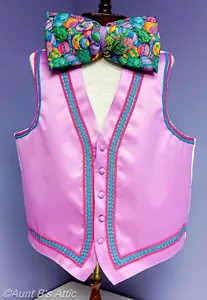 Easter Bunny Vest & Tie Orchid/Purple Full Back Hand Decorated Mascot Vest XL - Picture 1 of 4