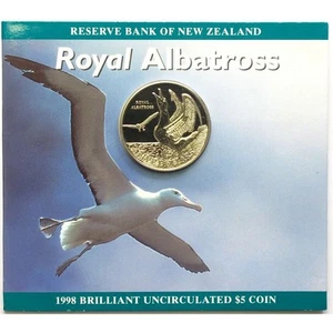 New Zealand - 1998 - Uncirculated 5 Dollars Coin - Albatross Bird!! RARE - Picture 1 of 2