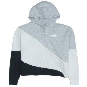 Puma Womens Grey White Black Colourblock Hoodie Size M Pullover - Picture 1 of 12