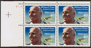 US USA Sc# C132 MNH FVF PL# BLOCK Perf 11.2 William Piper Cub Airplane - Picture 1 of 1