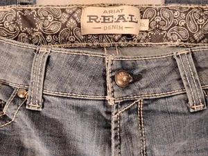 Ariat Real Damen Mid Rise Straight Jeans Größe 33 L Western Cowboy bestickt - Bild 1 von 12