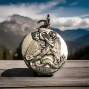 Archangel Saint Michael Slaying Dragon Sterling Silver Medallion Pendant Antaya - Picture 1 of 8