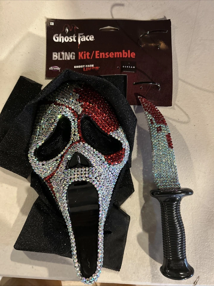 Fun World Ghost Face Bloody Bling Mask and Knife Set New With Damaged Packaging - Image 1 of 1