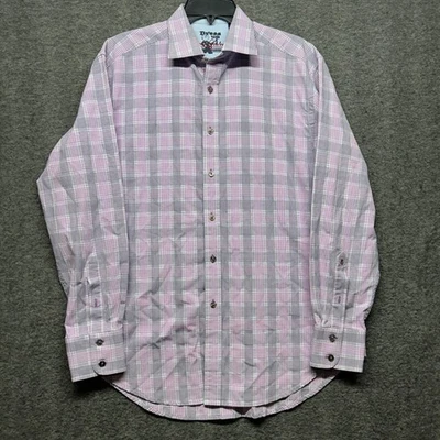 Camisa de vestir Robert Graham para hombre L púrpura a cuadros manga larga con botones Foto 1 de 4