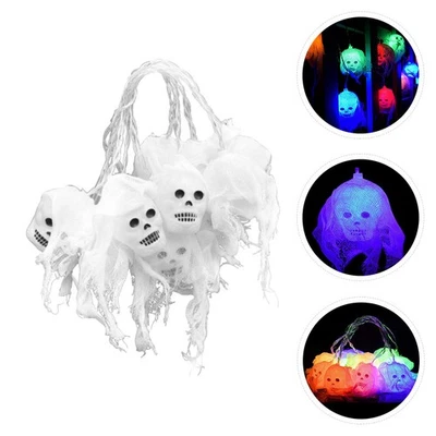 1 set di luci modellanti a forma di teschio di garza da 20 LED per Halloween - Immagine 1 di 4