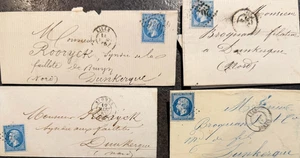 🦬 Konvolut 4 klassische Briefe Nr. 22 - 20c blau Napoleon gezackt🦬 - Bild 1 von 1