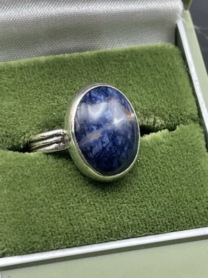 💐 VTG Southwest Cabochon Lapis Lazuli Sterling Silver Ring Size 6 3/4 - Image 1 of 4
