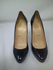 Christian Louboutin Simple Negro Patente Bomba 100mm Tacón EU 35 1/2 EE. UU. Talla 5 1/2 - Imagen 1 de 8