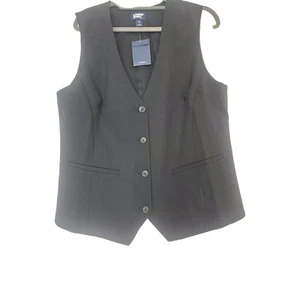 Lands End Women's Size 12 Black Business Waistcoat Vest  Polyester Wool Spandex  - Picture 1 of 7