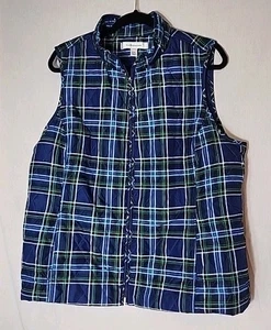 Croft & Barrow Women’s XXL Quilted Green Plaid Vest - Picture 1 of 7