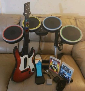 PS4 PS5 PS3 Rock Band Bundle Drums Guitar Games Dongles Strap Mic Playstation - Picture 1 of 19
