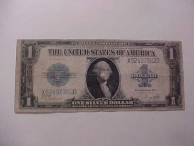 1923 ONE SILVER DOLLAR, ("horse banket") SLIVER CERTIFICATE - X52497382D - Image 1 of 4