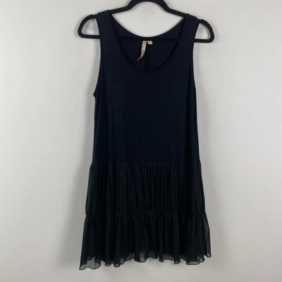 Cómoda camiseta sin mangas túnica con falda de malla negra lisa talla pequeña EE. UU. Foto 1 de 4