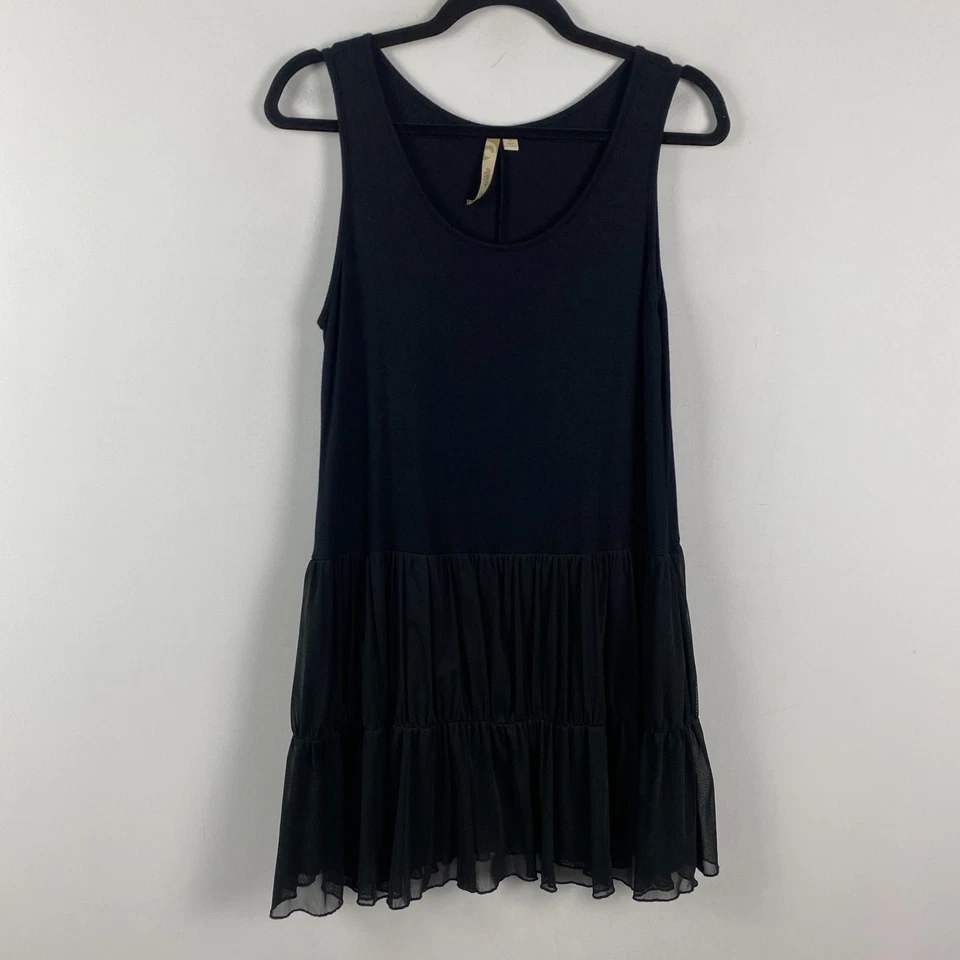 Cómoda camiseta sin mangas túnica con falda de malla negra lisa talla pequeña EE. UU. Foto 1 de 4