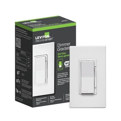 Interruptor atenuador inteligente Leviton Decora, Wi-Fi 2da generación, cable neutro requerido, funciona... Foto 1 de 4