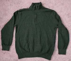 Polo Ralph Lauren Pima Cotton Half-Zip Green Pullover Blue Pony Size Large - Picture 1 of 14