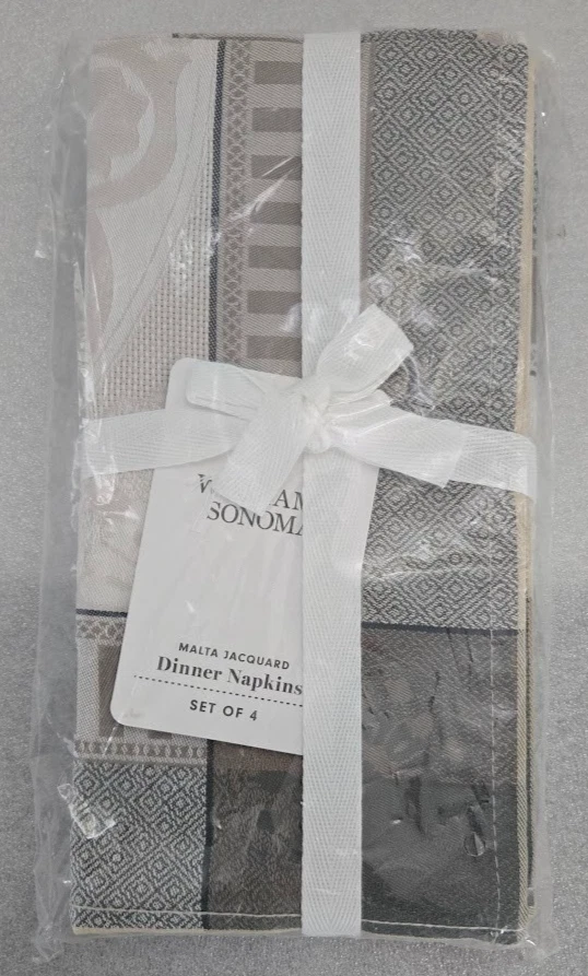 Conjunto de 4 guardanapos jacquard Williams Sonoma Malta 20 x 20 cinza - Imagem 1 de 2