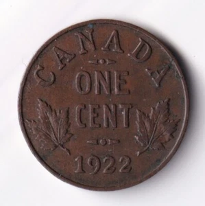 Canada 1922 1c One Small Cent Copper Coin King George V VF Very Fine - Picture 1 of 2