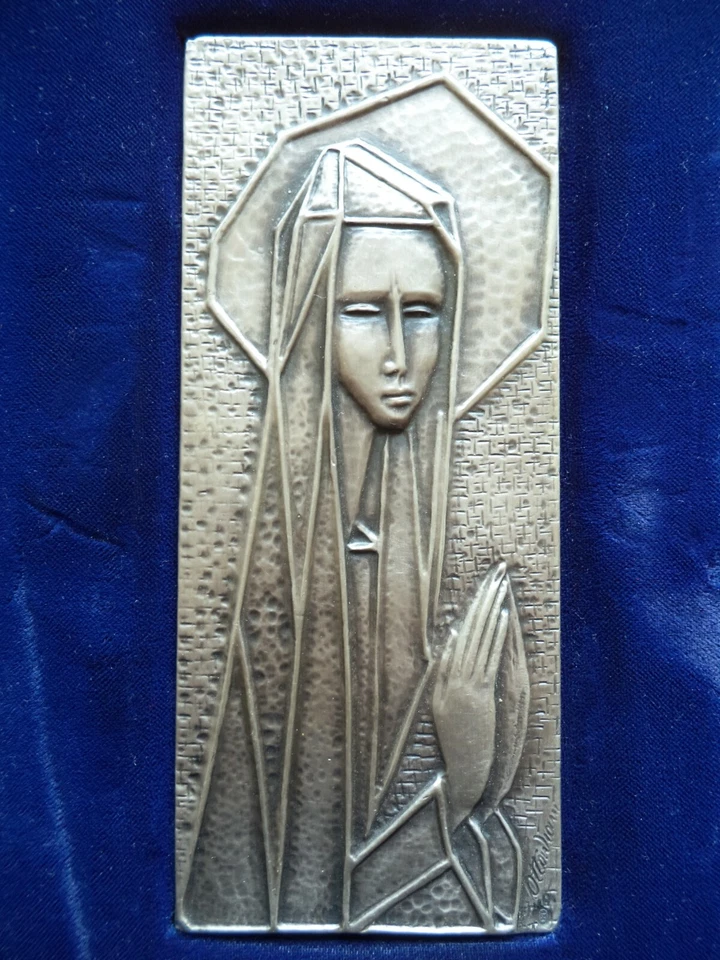 Ottaviani quadro placca argento 925 Madonna stilizzata vintage 15 x 6,5 cm - Immagine 1 di 4
