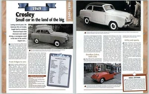 Crosley - 1940/1950 A Century Of Cars - Hachette Page - Picture 1 of 1