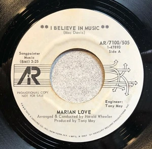 NM 1971 Marian Love “I Believe in Music” promo 45 - Picture 1 of 2