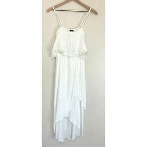Soprano Layered Spaghetti Strap Maxi Dress Women Small Off White Pom Pom Prairie - Picture 1 of 10