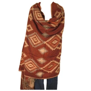 Yak Wool Blend|Shawl/Throw|Handloomed|India|Reversible|Base Colors: Copper - Picture 1 of 5
