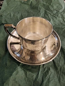 Antique German Silver 800 Moka Cup & Saucer. Hallmarked. Art Deco. 89 Gram. - Picture 1 of 10