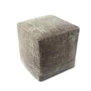 LR Home Pouf 18"x18" Gray/Ivory Polyester Cube Distressed Medallion Ultra-Soft - Picture 1 of 5