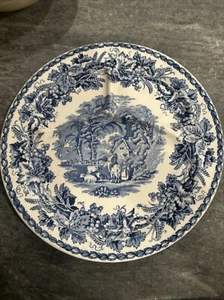 Vintage Stände Britische Landschaft Antik 10,5" Blau Transferware Geteilt Grillplatte - Bild 1 von 11