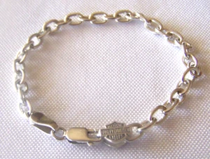 Harley-Davidson Sterling Silver MOD Charm Heavy Link Bracelet 6.5" - Picture 1 of 5