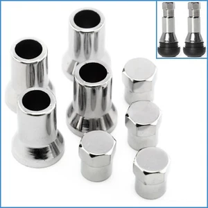 8pcs TR413 Universal Chrome Sleeve Hex Caps Car Tire Wheel Rim Valve Stem 4 Pair - Picture 1 of 3