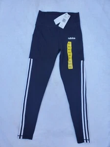 Adidas Women's Small 7/8 Pants 3 Stripe Leggings AeroReady High Rise Black  - Picture 1 of 8