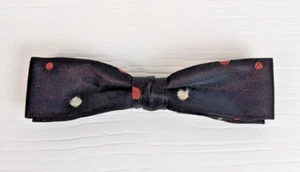 Clip-On Bow Tie Vintage Royal Rust Resistant black polka dots 5" - Picture 1 of 6