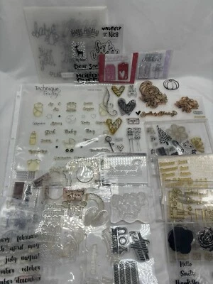 Gran lote de 100+ estampillas adhesivas de goma transparente para hacer tarjetas álbumes de recortes manualidades Foto 1 de 4