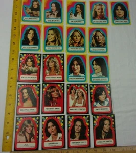 Charlies Angels sticker card lot of 21 VINTAGE 1970s Topps Farrah Fawcett - Picture 1 of 5