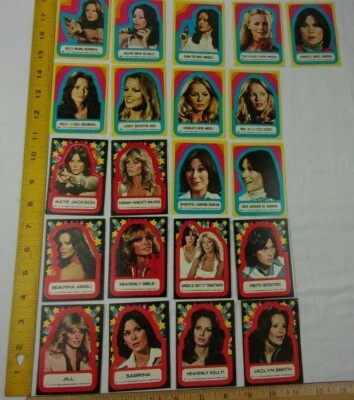 Charlies Angels sticker card lot of 21 VINTAGE 1970s Topps Farrah Fawcett - Image 1 of 4