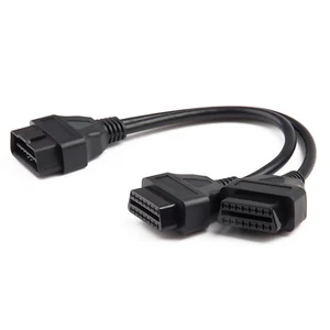 OBD2 OBDII Splitter Extension Cable 16pin Male to Dual Female Y Cable 30cm (1ft) - Picture 1 of 5