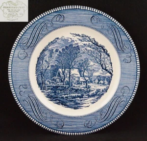 Currier & Ives Royal Royal China Blue Dinner Plate 10" - Picture 1 of 5