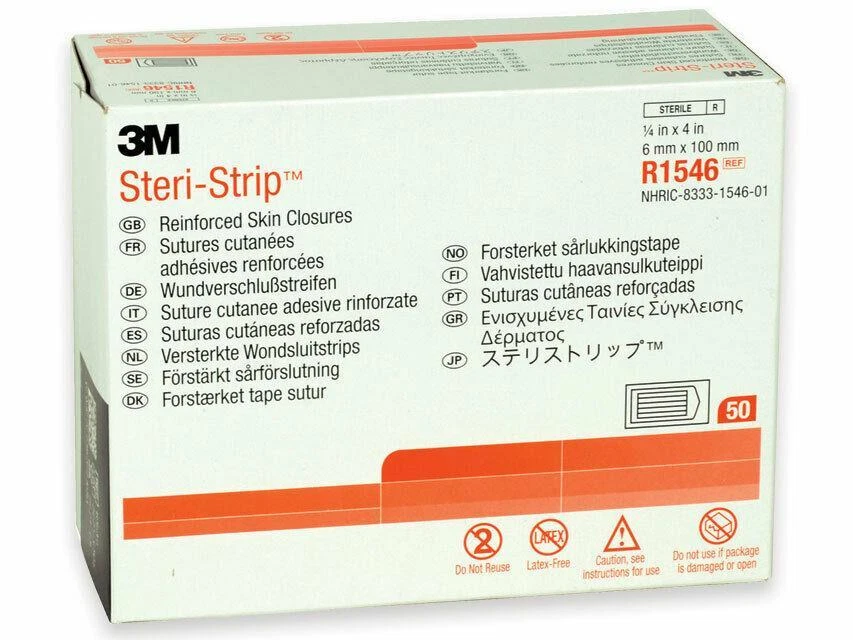 3M Steri-Strip Reinforced Skin Closures, 6mm x 100mm, 50 x 10 Strips (500) - Image 1 of 1